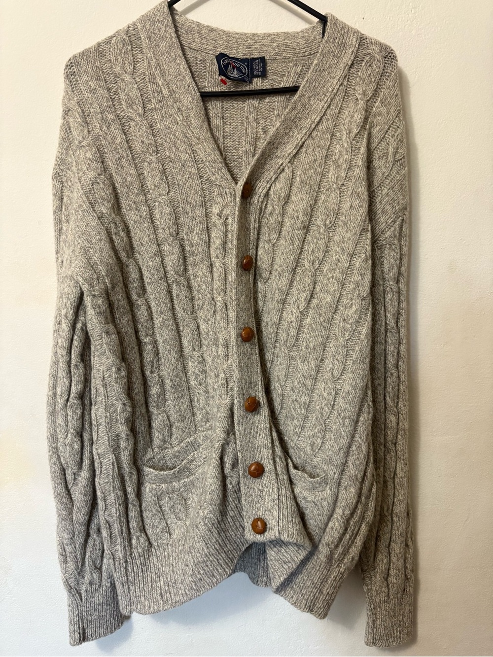 Vintage Boat House Row GRAY chunky knit button up sweater size XL